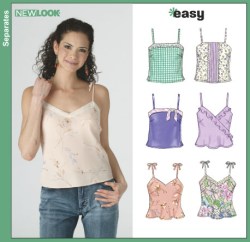 6385 NEW LOOK STRAPPY CAMISOLE TOPS PATTERN 8-18 UNCUT